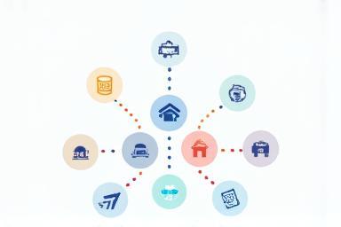 Icons representing multiple sales channels connected through a central hub